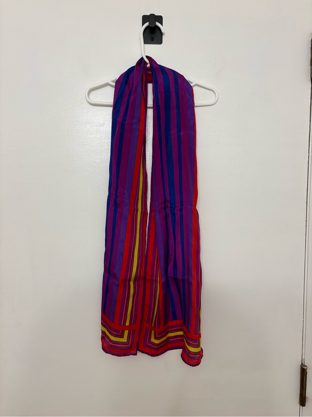 Liz Claiborne Jewel Tone Stripe Scarf Silk Vintage Oblong Long Multicolor